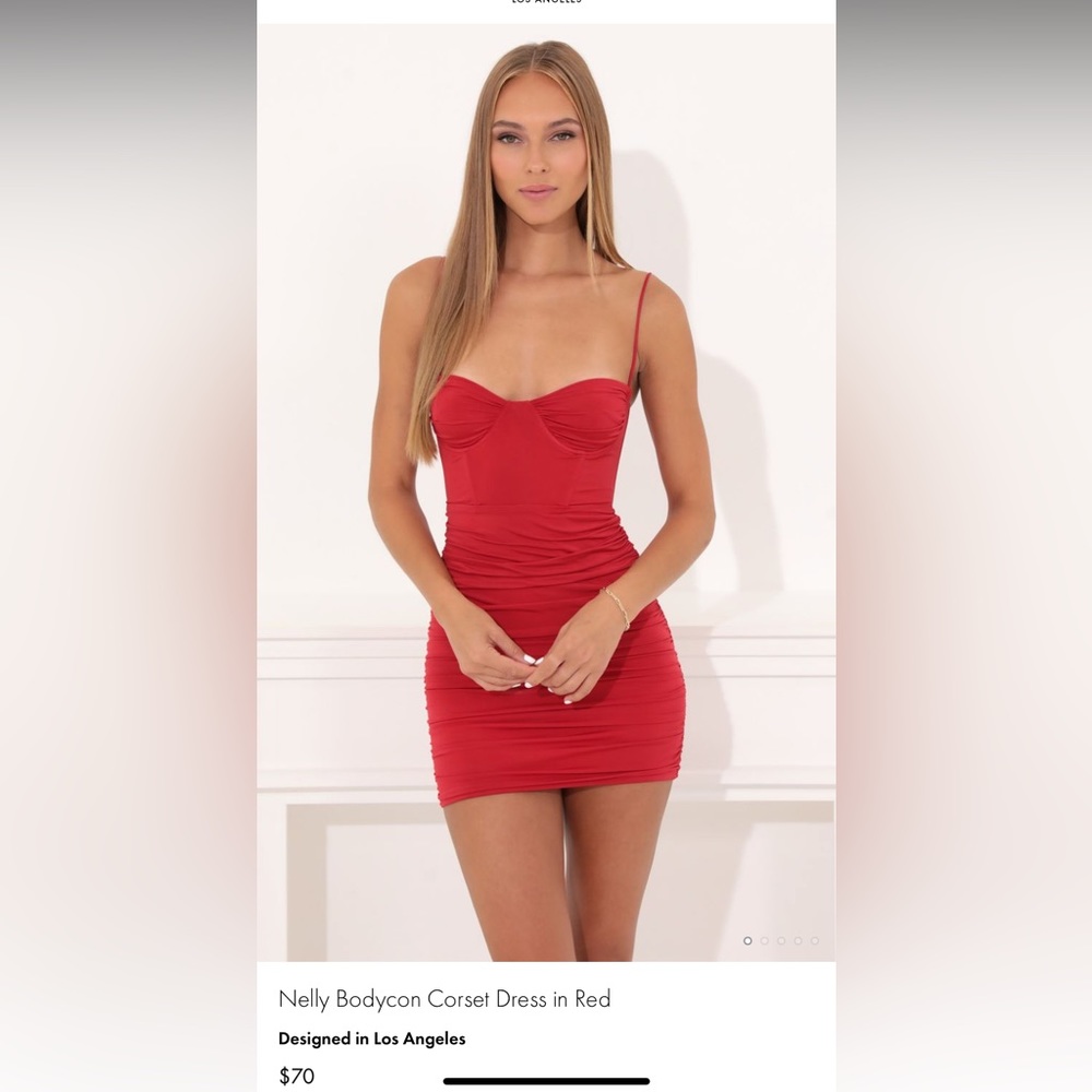 Lucy in the Sky Nelly Bodycon Corset Dress in Red Size Small EUC